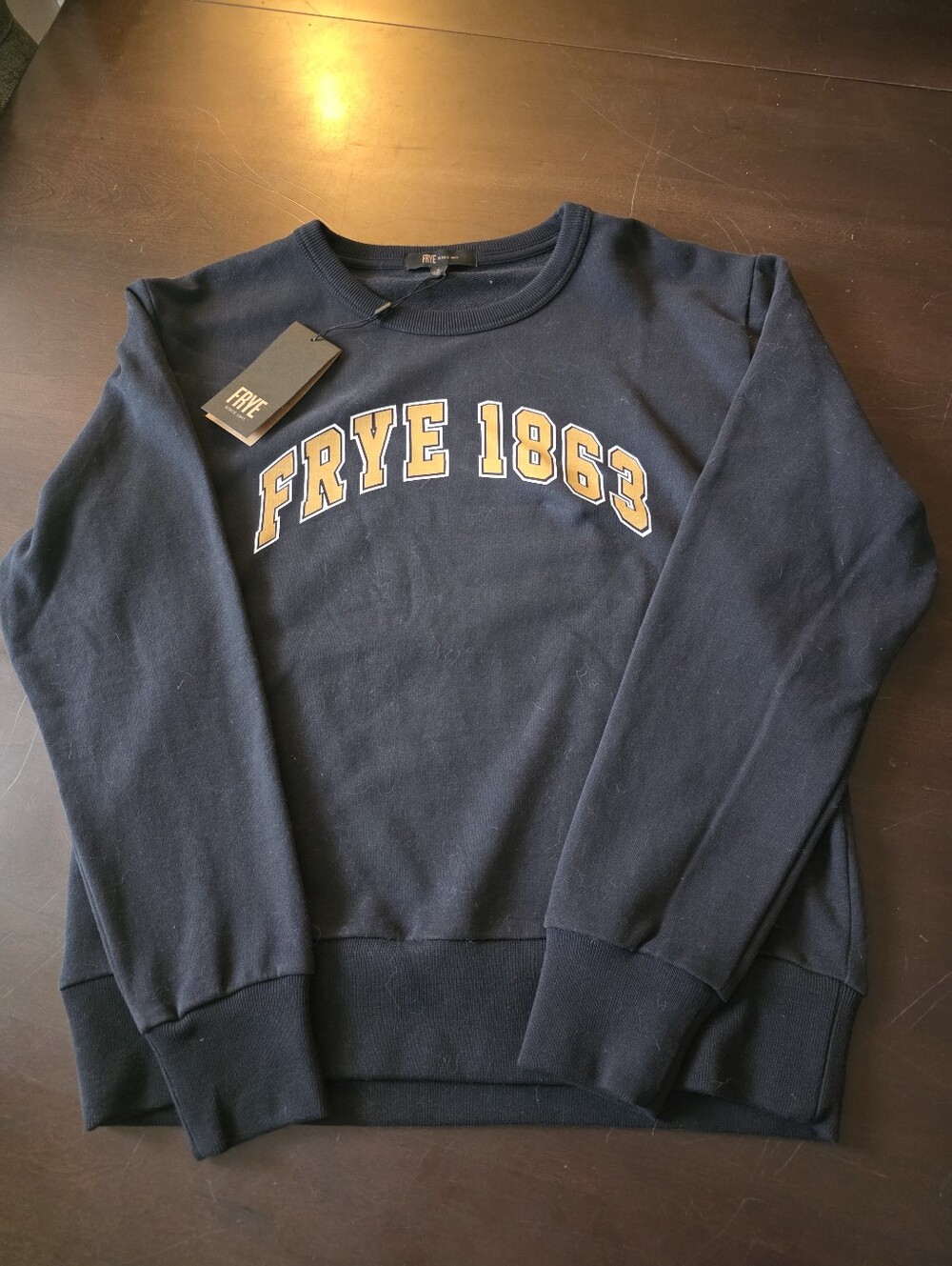 NWT Frye 1863 Sweatshirt Sz Small Jet Black W/ White And Yellow- NEW $98